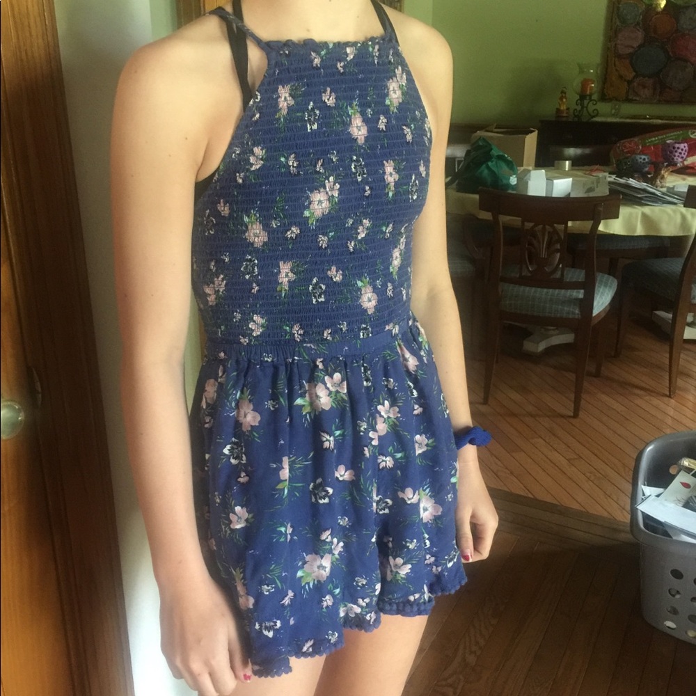 American Eagle Blue Floral Romper